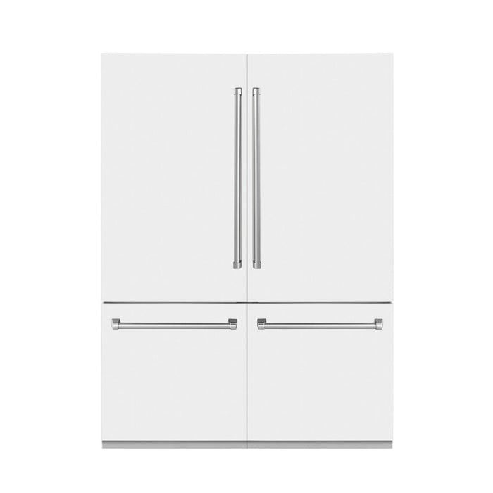 ZLINE 60 in. 32.2 cu. ft. Built-In 4-Door French Door Refrigerator with Internal Water and Ice Dispenser in White Matte (RBIV-WM-60)