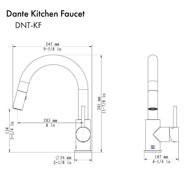 ZLINE Dante Pull Down Single Handle Kitchen Faucet in Champagne Bronze (DNT-KF-CB)