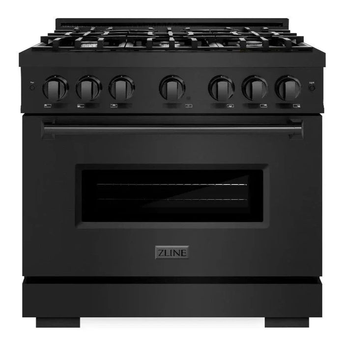 ZLINE 36" 5.2 cu. ft. Classic Dual Fuel Range with 6 Burners in Black Stainless Steel, CDRB-36