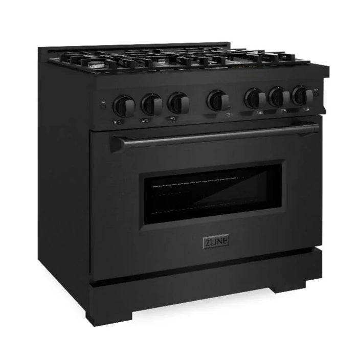 ZLINE 36" 5.2 cu. ft. Classic Dual Fuel Range with 6 Burners in Black Stainless Steel, CDRB-36