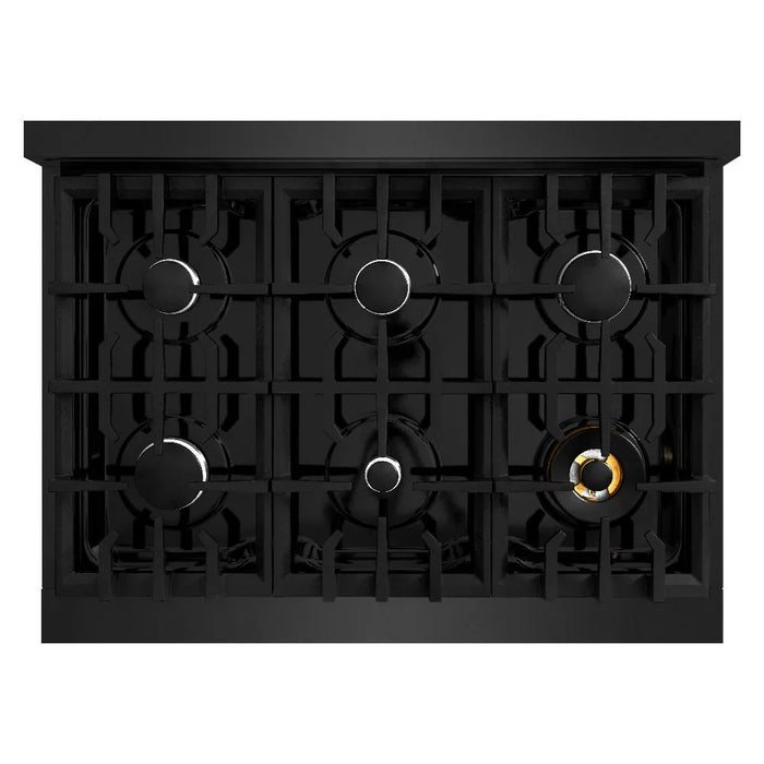 ZLINE 36" 5.2 cu. ft. Classic Dual Fuel Range with 6 Burners in Black Stainless Steel, CDRB-36