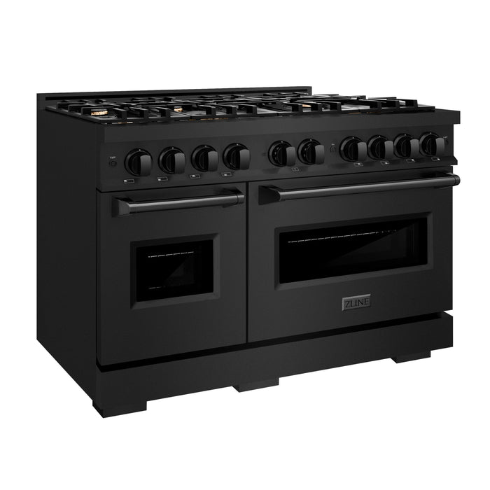 ZLINE 48" 6.7 cu. ft. Classic Double Oven Dual Fuel Range in Black Stainless Steel with 8 Brass Burners, CDRB-BR-48