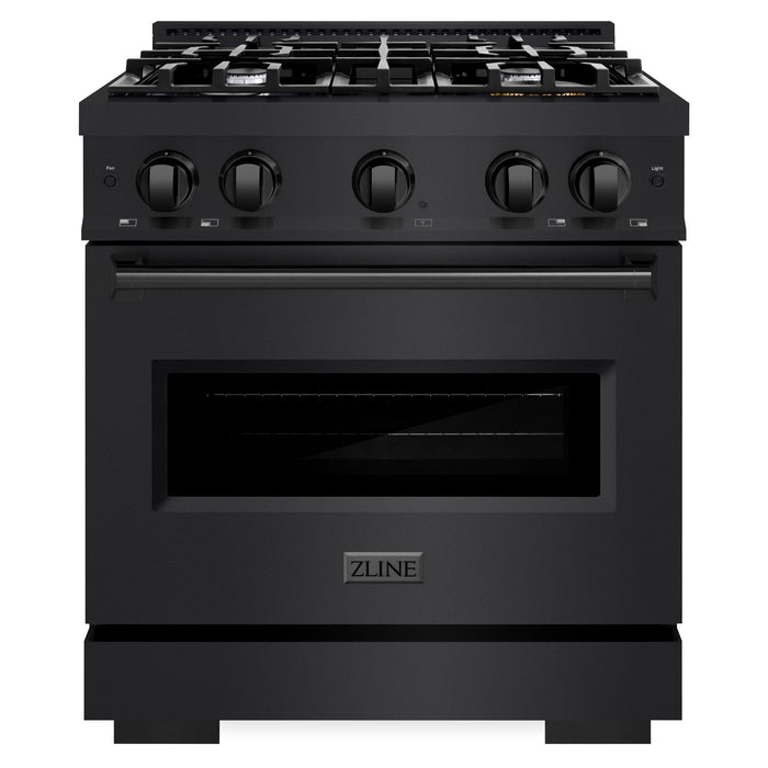 ZLINE 30" 4.2 cu. ft. Classic Gas Range with 4 Burners in Black Stainless Steel, CGRB-30