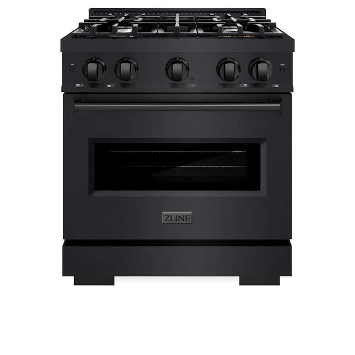 ZLINE 30 in. 4.2 cu. ft. Classic Gas Range with 4 Burner Cooktop and Convection Gas Oven in Black Stainless Steel (CGRB-30)