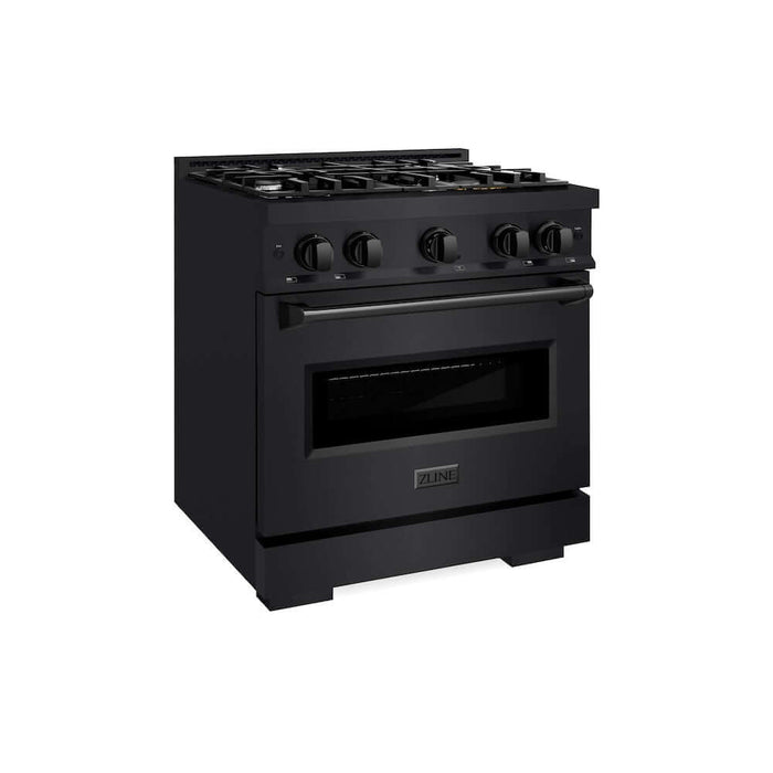 ZLINE 30 in. 4.2 cu. ft. Classic Gas Range with 4 Burner Cooktop and Convection Gas Oven in Black Stainless Steel (CGRB-30)