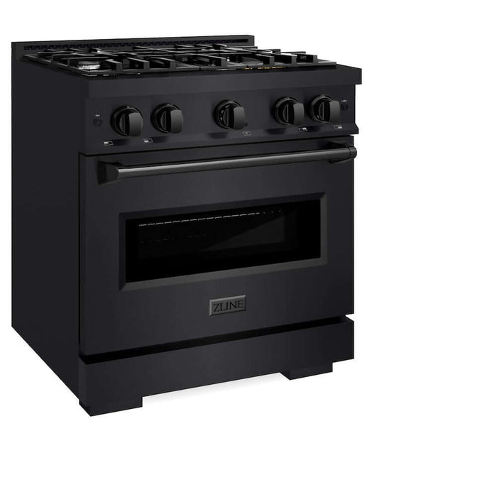 ZLINE 30 in. 4.2 cu. ft. Classic Gas Range with 4 Burner Cooktop and Convection Gas Oven in Black Stainless Steel (CGRB-30)