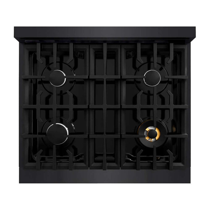 ZLINE 30 in. 4.2 cu. ft. Classic Gas Range with 4 Burner Cooktop and Convection Gas Oven in Black Stainless Steel (CGRB-30)