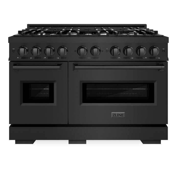 ZLINE 48" 6.7 cu. ft. Classic Double Oven Gas Range with 8 Burners in Black Stainless Steel, CGRB-48