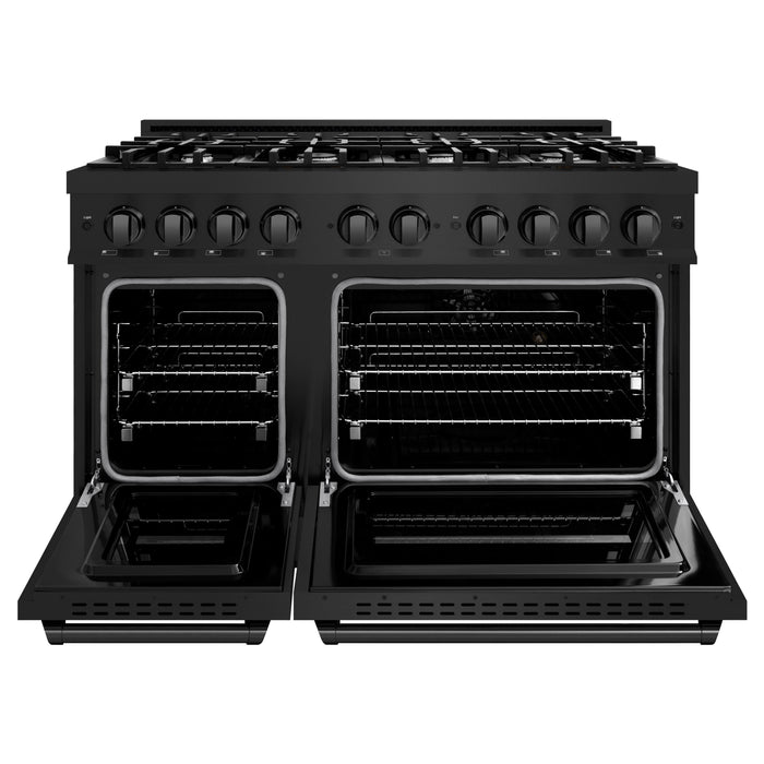 ZLINE 48" 6.7 cu. ft. Classic Double Oven Gas Range with 8 Burners in Black Stainless Steel, CGRB-48