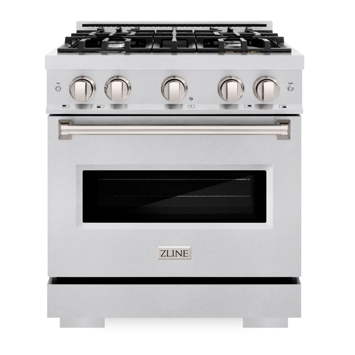 ZLINE 30" 4.2 cu. ft. Classic Dual Fuel Range with 4 Burners in DuraSnow® Stainless Steel, CDRS-30