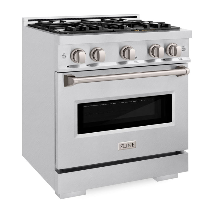 ZLINE 30" 4.2 cu. ft. Classic Dual Fuel Range with 4 Burners in DuraSnow® Stainless Steel, CDRS-30