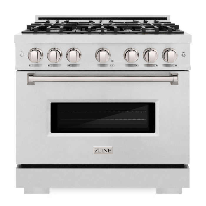 ZLINE 36" 5.2 cu. ft. Classic Dual Fuel Range with 6 Burners in DuraSnow® Stainless Steel, CDRS-36