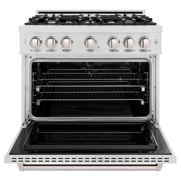 ZLINE 36 in. 5.2 cu. ft. Classic Dual Fuel Range with 6 Burner Gas Cooktop and Electric Convection Oven in DuraSnow® Stainless Steel (CDRS-36)