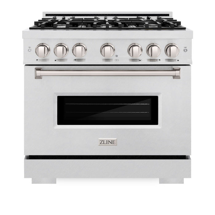 ZLINE 36 in. 5.2 cu. ft. Classic Dual Fuel Range with 6 Burner Gas Cooktop and Electric Convection Oven in DuraSnow® Stainless Steel (CDRS-36)