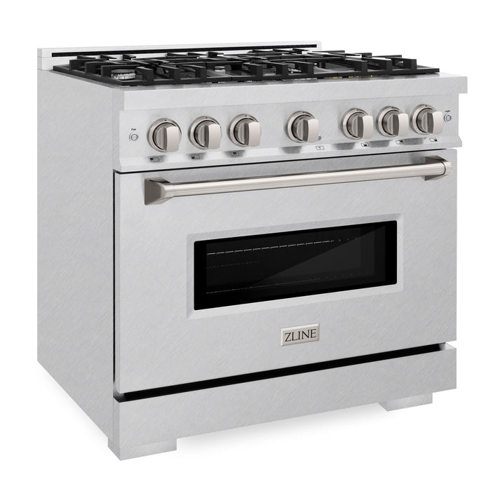 ZLINE 36" 5.2 cu. ft. Classic Dual Fuel Range with 6 Burners in DuraSnow® Stainless Steel, CDRS-36