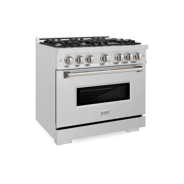 ZLINE 36 in. 5.2 cu. ft. Classic Dual Fuel Range with 6 Burner Gas Cooktop and Electric Convection Oven in DuraSnow® Stainless Steel (CDRS-36)