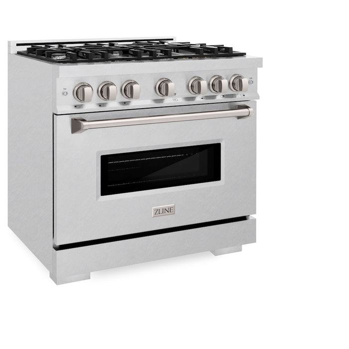 ZLINE 36 in. 5.2 cu. ft. Classic Dual Fuel Range with 6 Burner Gas Cooktop and Electric Convection Oven in DuraSnow® Stainless Steel (CDRS-36)