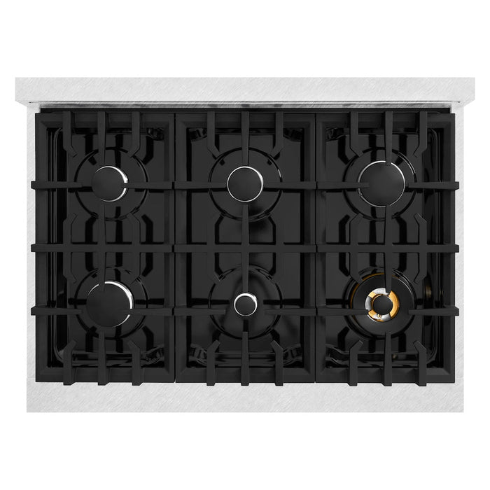 ZLINE 36 in. 5.2 cu. ft. Classic Dual Fuel Range with 6 Burner Gas Cooktop and Electric Convection Oven in DuraSnow® Stainless Steel (CDRS-36)