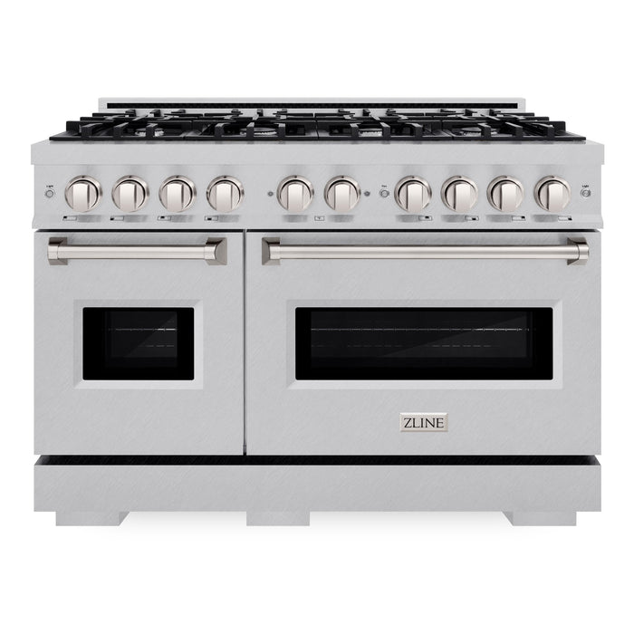 ZLINE 48" 6.7 cu. ft. Classic Double Oven Dual Fuel Range with 8 Burners in DuraSnow® Stainless Steel, CDRS-48