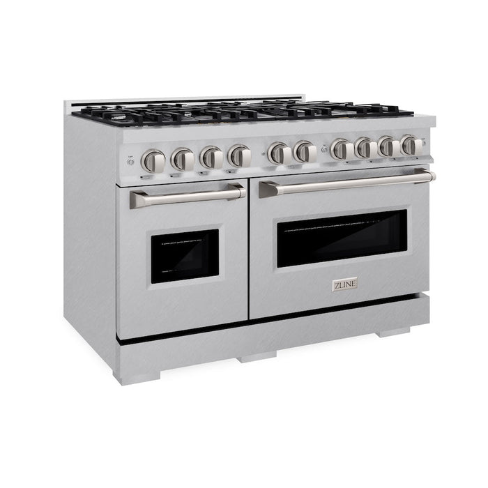 ZLINE 48 in. 6.7 cu. ft. Classic Double Oven Dual Fuel Range with 8 Burner Gas Cooktop in DuraSnow® Stainless Steel (CDRS-48)