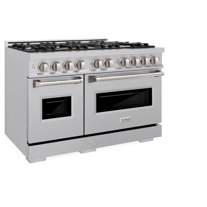 ZLINE 48 in. 6.7 cu. ft. Classic Double Oven Dual Fuel Range with 8 Burner Gas Cooktop in DuraSnow® Stainless Steel (CDRS-48)