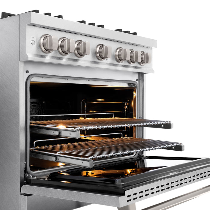 ZLINE 36" 5.2 cu. ft. Classic Dual Fuel Range with 6 Brass Burners in DuraSnow® Stainless Steel, CDRS-BR-36