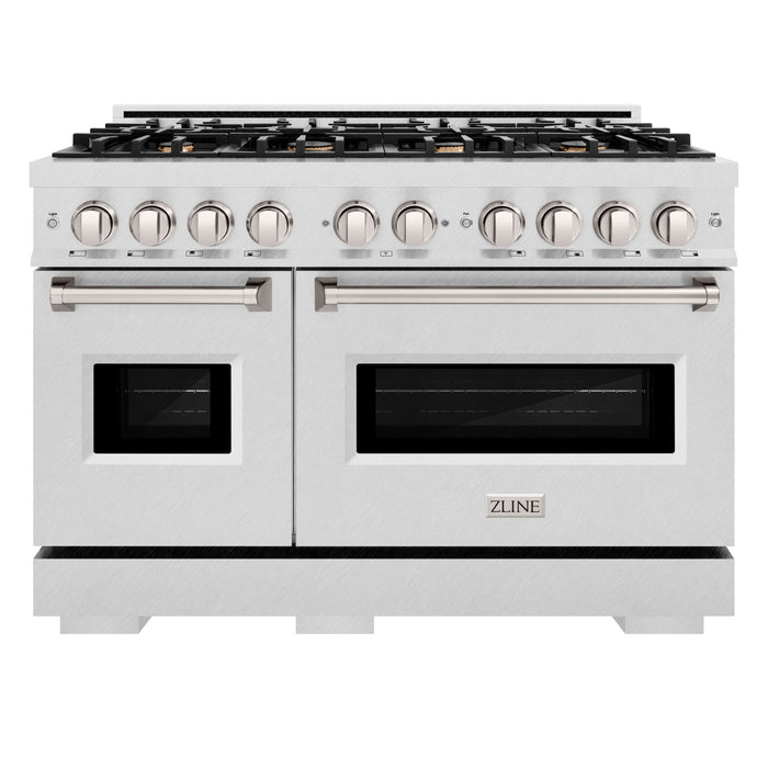 ZLINE 48" 6.7 cu. ft. Classic Double Oven Dual Fuel Range in DuraSnow® Stainless Steel with 8 Brass Burners, CDRS-BR-48