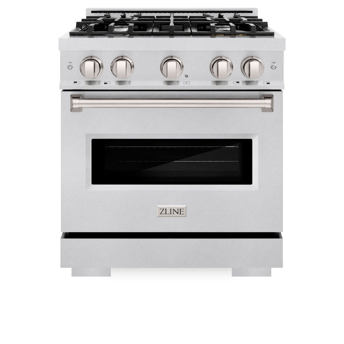 ZLINE 30 in. 4.2 cu. ft. Classic Gas Range with 4 Burner Cooktop and Convection Gas Oven in DuraSnow® Stainless Steel (CGRS-30)