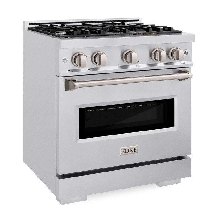 ZLINE 30" 4.2 cu. ft. Classic Gas Range with 4 Burners in DuraSnow® Stainless Steel, CGRS-30