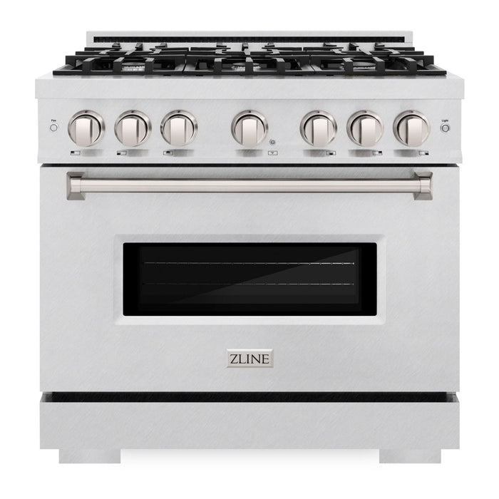 ZLINE 36" 5.2 cu. ft. Classic Gas Range with 6 Burners in DuraSnow® Stainless Steel, CGRS-36