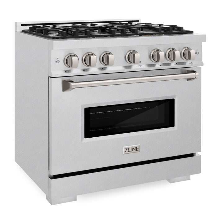 ZLINE 36" 5.2 cu. ft. Classic Gas Range with 6 Burners in DuraSnow® Stainless Steel, CGRS-36