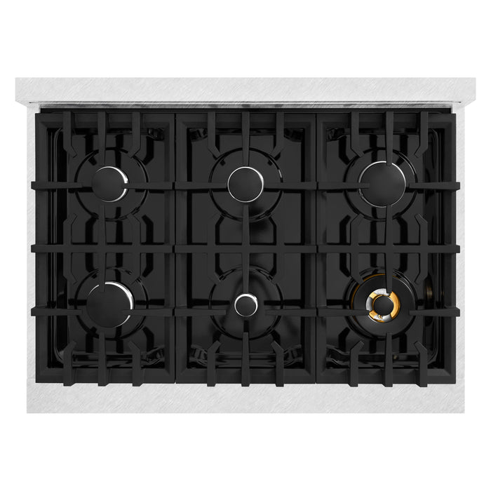 ZLINE 36" 5.2 cu. ft. Classic Gas Range with 6 Burners in DuraSnow® Stainless Steel, CGRS-36