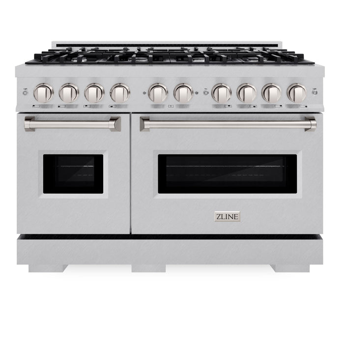 ZLINE 48" 6.7 cu. ft. Classic Double Oven Gas Range with 8 Burners in DuraSnow® Stainless Steel, CGRS-48