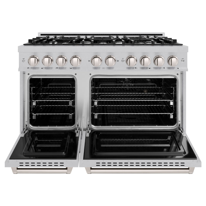 ZLINE 48" 6.7 cu. ft. Classic Double Oven Gas Range with 8 Burners in DuraSnow® Stainless Steel, CGRS-48