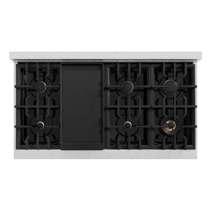 ZLINE 48" 6.7 cu. ft. Classic Double Oven Gas Range with 8 Burners in DuraSnow® Stainless Steel, CGRS-48