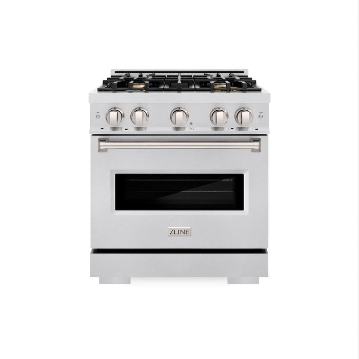 ZLINE 30 in. 4.2 cu. ft. Classic Gas Range with Convection Gas Oven in DuraSnow® Stainless Steel with 4 Brass Burners (CGRS-BR-30)