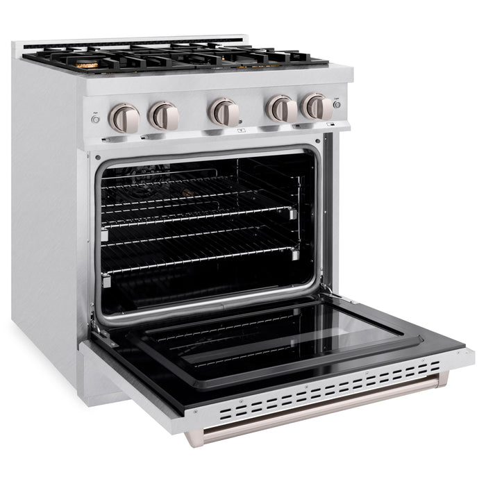 ZLINE 30" 4.2 cu. ft. Classic Gas Range with Convection Gas Oven in DuraSnow® Stainless Steel with 4 Brass Burners, CGRS-BR-30