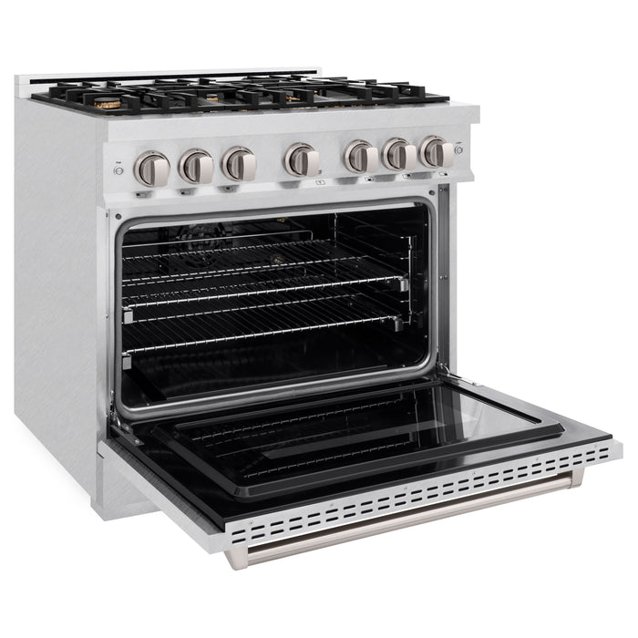 ZLINE 36" 5.2 cu. ft. Classic Gas Range with 6 Brass Burners in DuraSnow® Stainless Steel, CGRS-BR-36