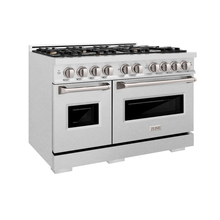 ZLINE 48 in. 6.7 cu. ft. Classic Double Oven Gas Range in DuraSnow® Stainless Steel with 8 Brass Burners (CGRS-BR-48)