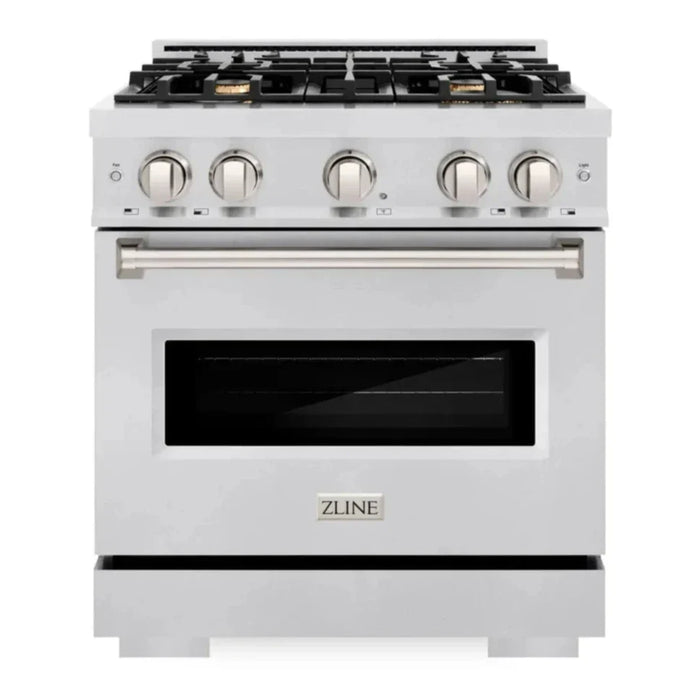 ZLINE 30" 4.2 cu. ft. Classic Dual Fuel Range in Stainless Steel with 4 Brass Burners, CDR-BR-30