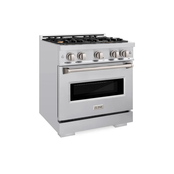 ZLINE 30" 4.2 cu. ft. Classic Dual Fuel Range in Stainless Steel with 4 Brass Burners, CDR-BR-30