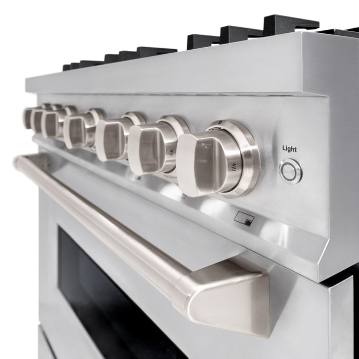 ZLINE 36" 5.2 cu. ft. Classic Dual Fuel Range in Stainless Steel with 6 Brass Burners, CDR-BR-36