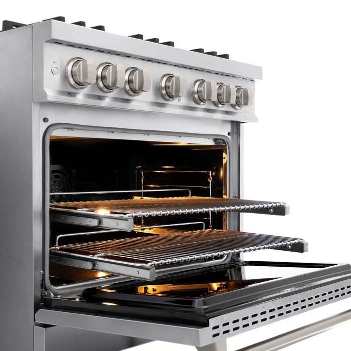 ZLINE 36" 5.2 cu. ft. Classic Dual Fuel Range in Stainless Steel with 6 Brass Burners, CDR-BR-36