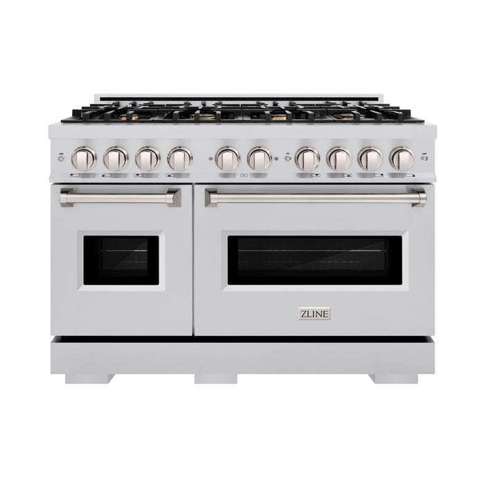 ZLINE 48" 6.7 cu. ft. Classic Double Oven Dual Fuel Range in Stainless Steel with 8 Brass Burners, CDR-BR-48