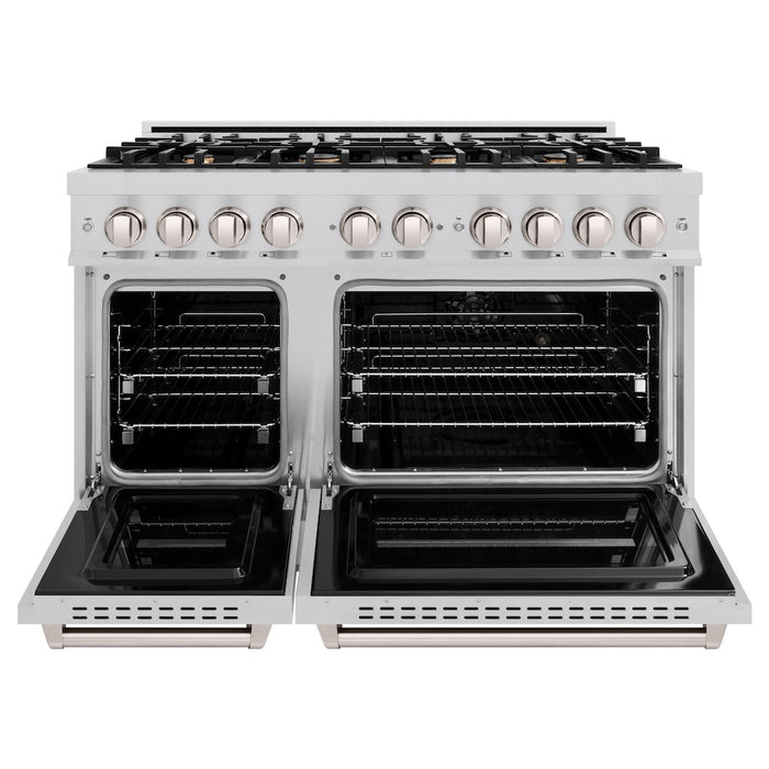 ZLINE 48 in. 6.7 cu. ft. Classic Double Oven Dual Fuel Range in Stainless Steel with 8 Brass Burners (CDR-BR-48)