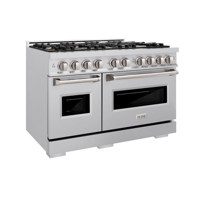 ZLINE 48 in. 6.7 cu. ft. Classic Double Oven Dual Fuel Range in Stainless Steel with 8 Brass Burners (CDR-BR-48)