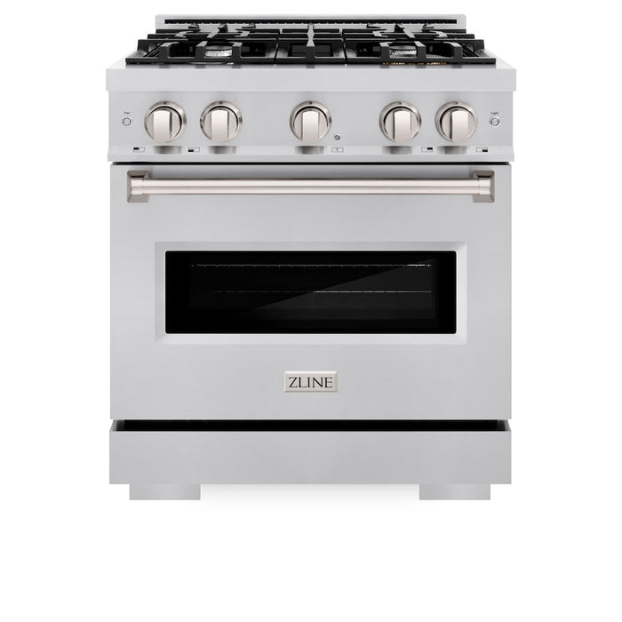 ZLINE 30 in. 4.2 cu. ft. Classic Dual Fuel Range with 4 Burner Gas Cooktop and Electric Convection Oven in Stainless Steel (CDR30)