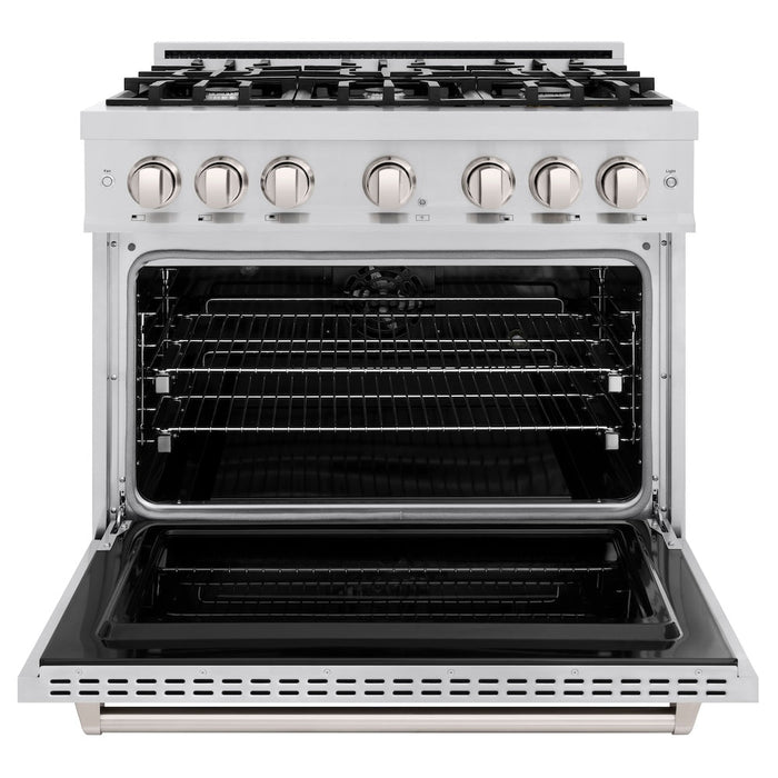 ZLINE 36 in. 5.2 cu. ft. Classic Dual Fuel Range with 6 Burner Gas Cooktop and Electric Convection Oven in Stainless Steel (CDR36)