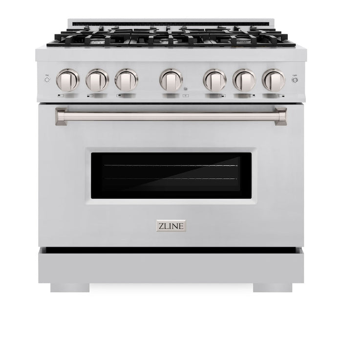 ZLINE 36 in. 5.2 cu. ft. Classic Dual Fuel Range with 6 Burner Gas Cooktop and Electric Convection Oven in Stainless Steel (CDR36)