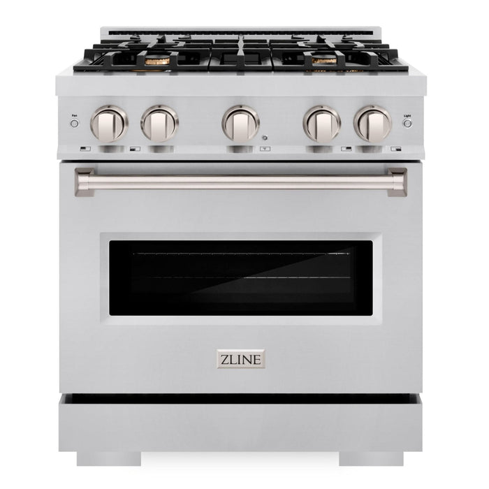 ZLINE 30" 4.2 cu. ft. Classic Gas Range with Convection Gas Oven in Stainless Steel with 4 Brass Burners, CGR-BR-30